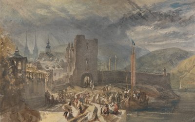 A View of Boppart, with Figures on the River Bank by Joseph Mallord William Turner